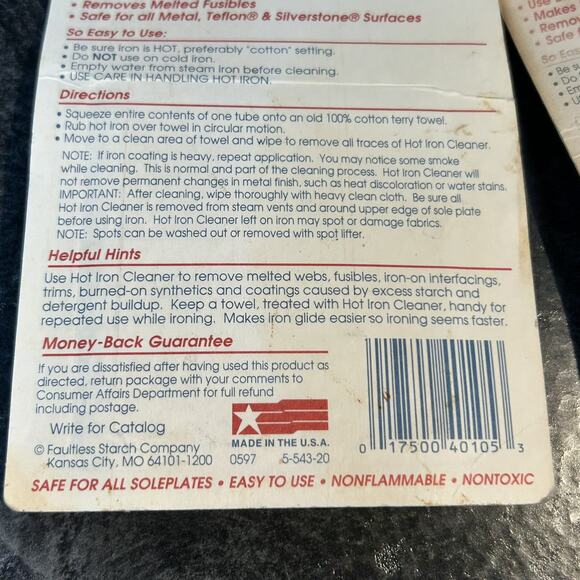 Faultless Hot Iron Cleaner Removes Melted Fusibles Make Iron Glide NEW 2 PK - Picture 6 of 6